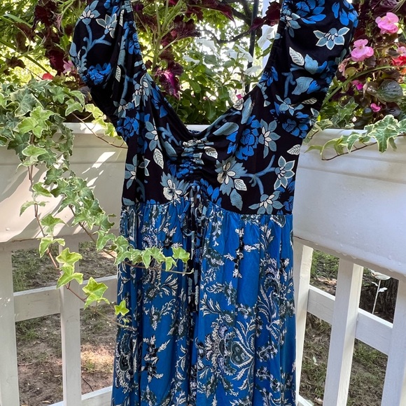 🎩🗝️ NWT $78 Free People La Bamba Babydoll Top Black Combo - Picture 6 of 8